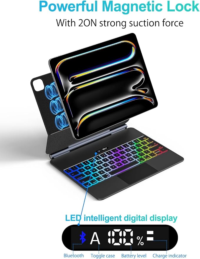 Keyboard Case for iPad Pro 11 Inch 2024, Ultra-Slim Magic Keyboard - Image 5