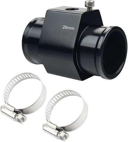 Dewhel Aluminum Black Water Temp Meter Temperature Gauge Joint Pipe Radiator - Image 2