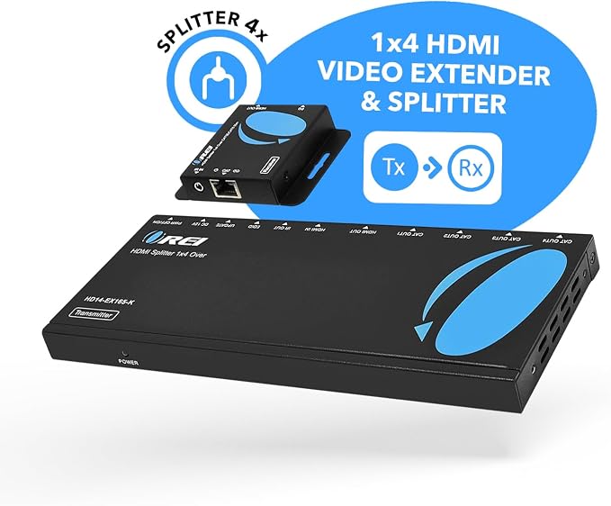 OREI 4K 1x4 HDMI Extender Splitter Over CAT6/7 Ethernet Cable Up to 4K@30Hz - Image 3