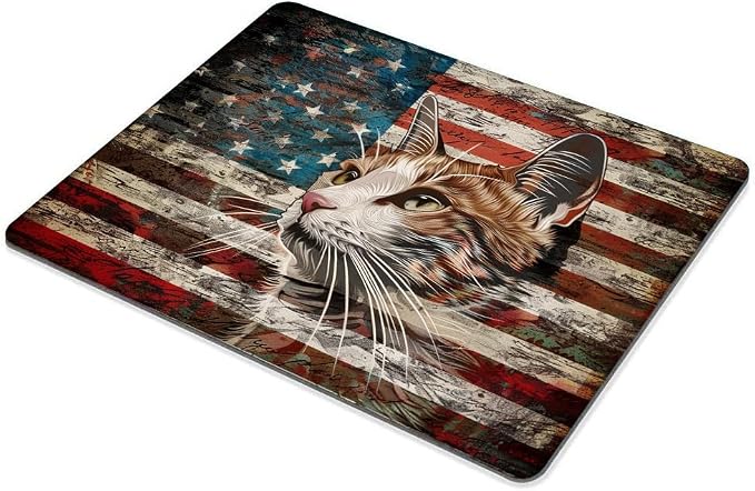 Square Mouse Pad Colorful Cat and National Flag-3, Gaming Mouse Pads - Image 5