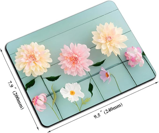 Mouse Pad, Cute Blue Wood Beautiful Flower Mouse Pads - Image 2