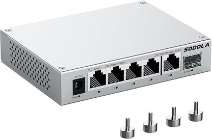 SODOLA 5 Port 2.5Gb Switch Managed, 5X 2.5G Base-T Ports, 1x 10G SFP+, Aluminum by SODOLAPoENETWORKS