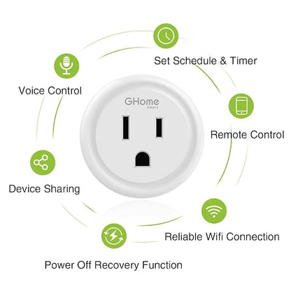 GHome Smart Plug Mini, WiFi Smart Outlet Plug Compatible - Image 2
