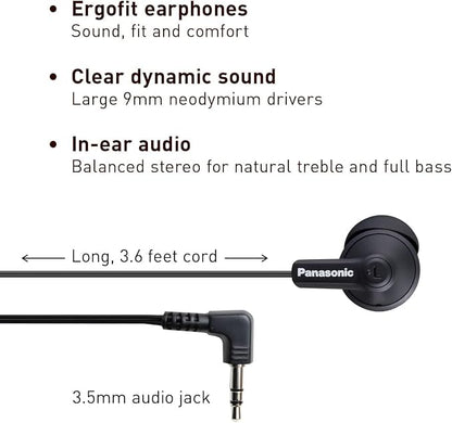 Panasonic ErgoFit Wired Earbuds, 3.5mm Jack In-Ear Headphones - Image 2
