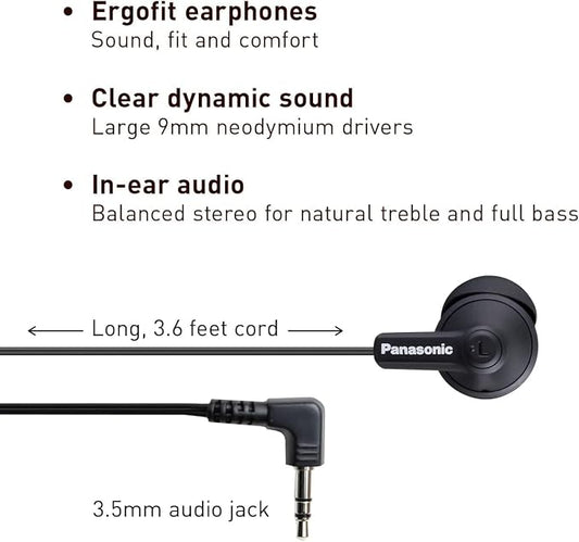 Panasonic ErgoFit Wired Earbuds, 3.5mm Jack In-Ear Headphones - Image 2