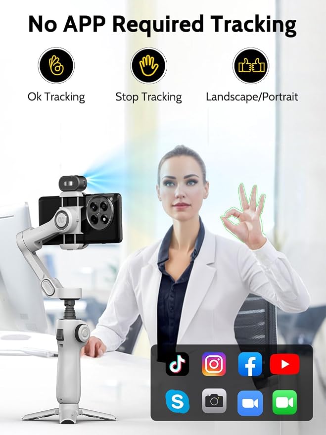 Gimbal Stabilizer for Video Recording, Smartphone 3-Axis Smartphone Gimbal - Image 3