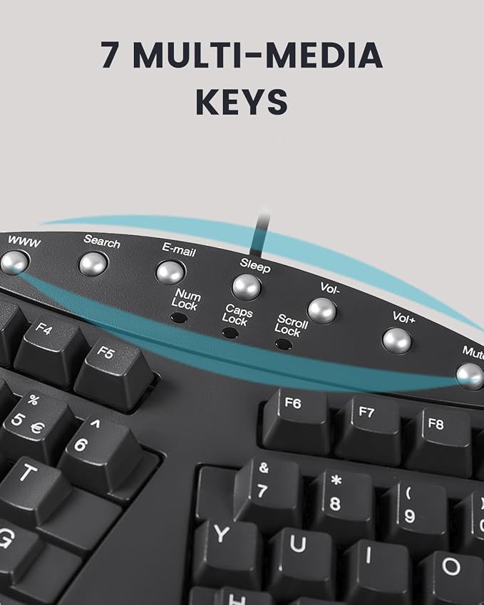 Perixx PERIBOARD-512B Wired Ergonomic Keyboard - Image 6