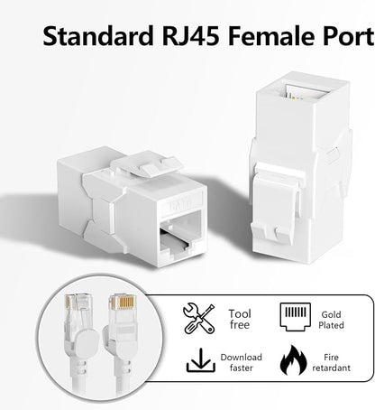 Jadaol UL Listed RJ45 Coupler, 10Gbps Gold-Plated Contacts Pass Through RJ45 - Image 3