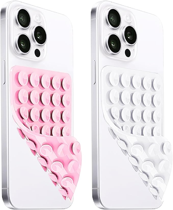 2 Pack Silicone Suction Cup Phone Case Mount Double Sided, Hands-Free Strong by LvShuLiangPin