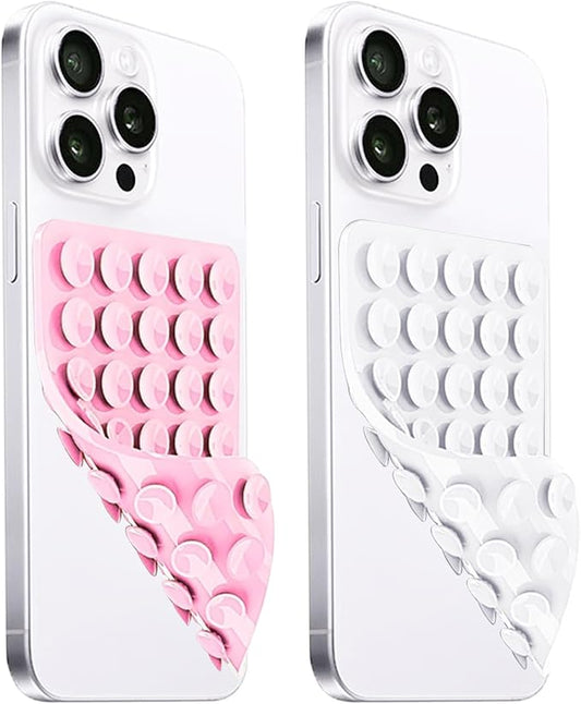 2 Pack Silicone Suction Cup Phone Case Mount Double Sided, Hands-Free Strong by LvShuLiangPin