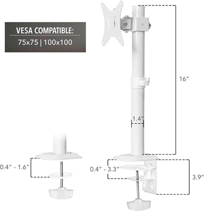 Mount-It! White Single Monitor Stand – Adjustable Desk Arm - Image 9