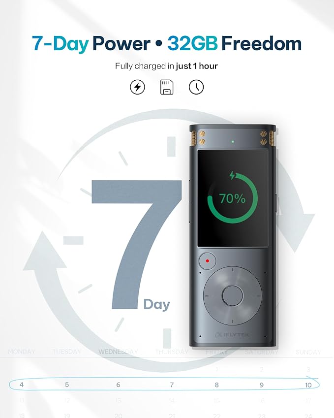 iFLYTEK AI Voice Recorder with Playback & Voice Activated Recording, 32GB - Image 8