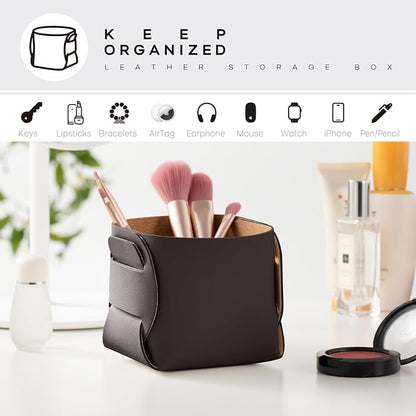 HOMIEAZICOZI 2-Pack Cork Leather Desk Accessories Storage - Image 4
