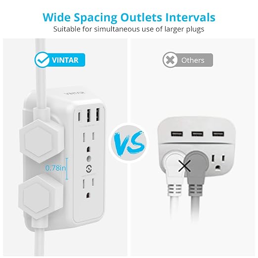 Wall Charger, Surge Protector, 6 Outlet Extender - Image 6