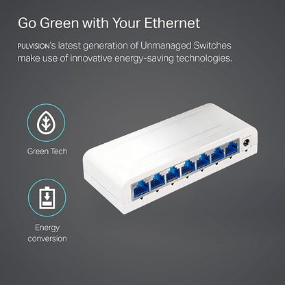8 Port Gigabit Wired Ethernet Switch 1000Mbps USB 5-12V Powered White Plastic - Image 9