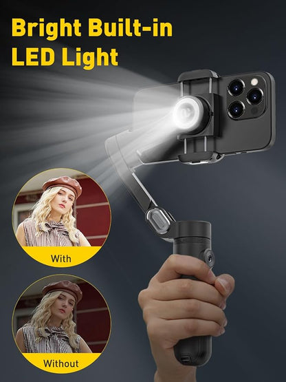 3-Axis Gimbal Stabilizer for iPhone 15/14/13 Pro Max Android, Foldable - Image 2