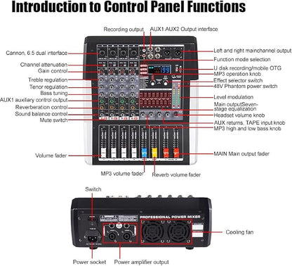 TF400 Dj Mixer 4 Channel Audio Mixer Bluetooth Sound Bar - Image 2