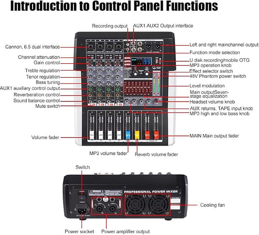 TF400 Dj Mixer 4 Channel Audio Mixer Bluetooth Sound Bar - Image 2