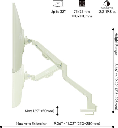 Pixio PS1S Wave Mint Green Single Monitor Arm Stand Desk Mount - Image 4