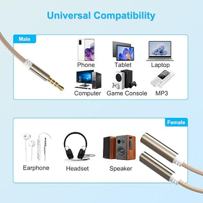 3.5mm TRRS Splitter for 2 Headphones 1FT 2-Pack, Audio & Mic, 3.5 mm Aux Jack - Image 7