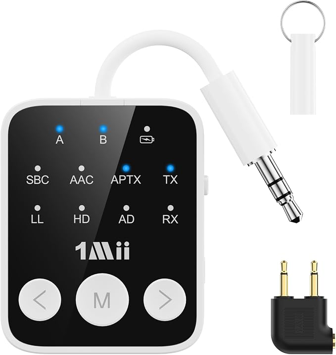 1Mii Bluetooth 5.3 Transmitter Receiver 2-in-1, aptX Adaptive & Low Latency by 1Mii