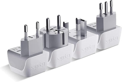 Ceptics European Plug Adapter 4 Pack Set, USA to Europe, France by Ceptics