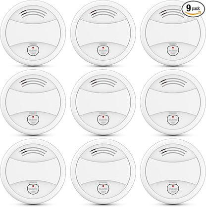 9 Pack Photoelectric Smoke Detector, 10-Year Battery Operated Fire Alarm by Unknown