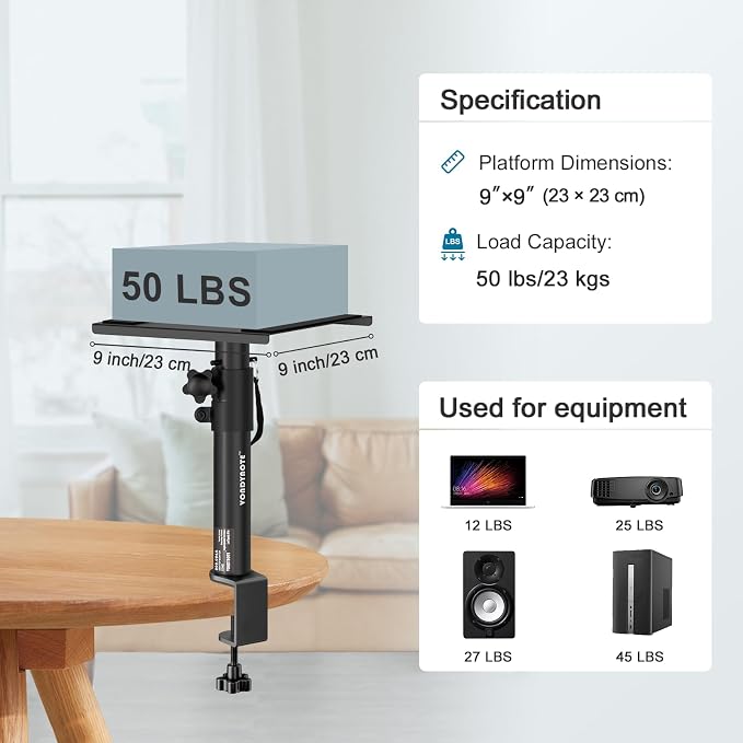 Set of 2 Studio Monitor Stands Desktop Speaker Stands Height Adjustable 12" to - Image 6