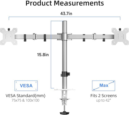 Suptek Dual Monitor Desk Mount, Adjustable Dual Monitor Arm - Image 2