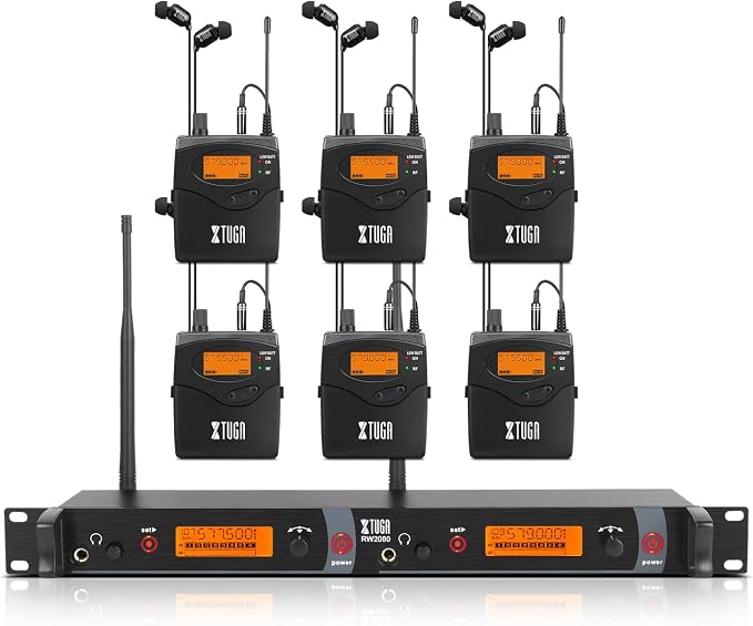 XTUGA RW2080 Wireless in Ear Monitor System 6 Bodypacks UHF IEM System by XTUGA