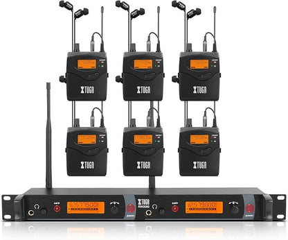 XTUGA RW2080 Wireless in Ear Monitor System 6 Bodypacks UHF IEM System by XTUGA