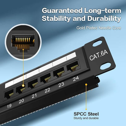 12 Port Patch Panel CAT6A Patch Panel Wall Mount or Rack Mount 10inch Bracket - Image 5