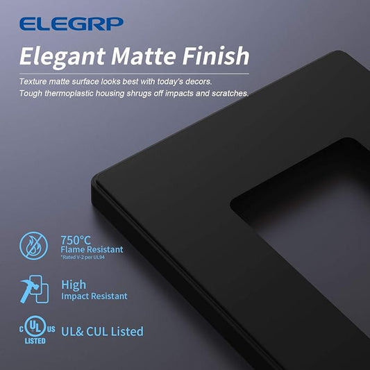 ELEGRP 1-Gang Screwless Decorative Wall Plates, Standard Size Unbreakable - Image 2