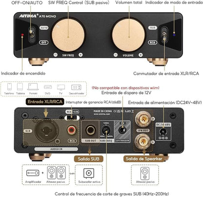 AIYIMA A70 Mono Amplifier with PFFB Home Audio Receiver, TPA3255 Class D Amp - Image 2