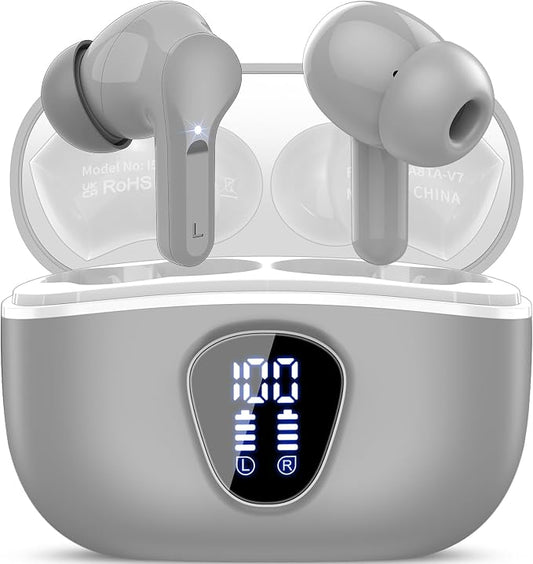 Wireless Earbuds, IP7 Waterproof in Ear Earphones, LED Display Ear buds by BESNOOW