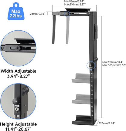 Suptek Adjustable Under Desk and Wall PC Mount, 3.74 to 8.26 inch Wide Computer - Image 3