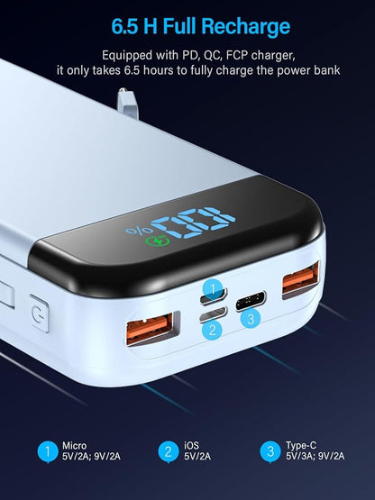Portable Charger 32000mAh, 22.5W QC 3.0 PD 20W Smart LED Display Fast Charging - Image 4