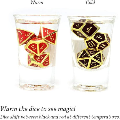 Haxtec Metal DND Dice Set Heat Sensitive Color Changing Metal Dice Polyhedral - Image 5