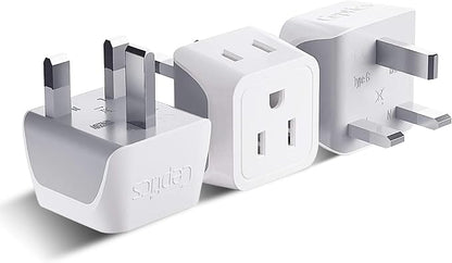 Ceptics UK Travel Plug Adapter, 2 in 1 Type G Adapter, US to UK Adapter by Ceptics