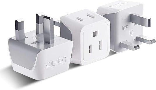 Ceptics UK Travel Plug Adapter, 2 in 1 Type G Adapter, US to UK Adapter by Ceptics