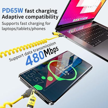 4 in 1 Spring Fast Charging Cable, 65W USB-C PD Multi Fast Charging, 1.2m/4ft - Image 6