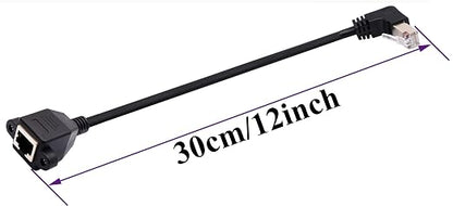 Cat 6 Ethernet Cable 90 Degree Down Angle RJ45 Male to Female Shielded Ethernet - Image 2