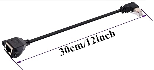 Cat 6 Ethernet Cable 90 Degree Down Angle RJ45 Male to Female Shielded Ethernet - Image 2