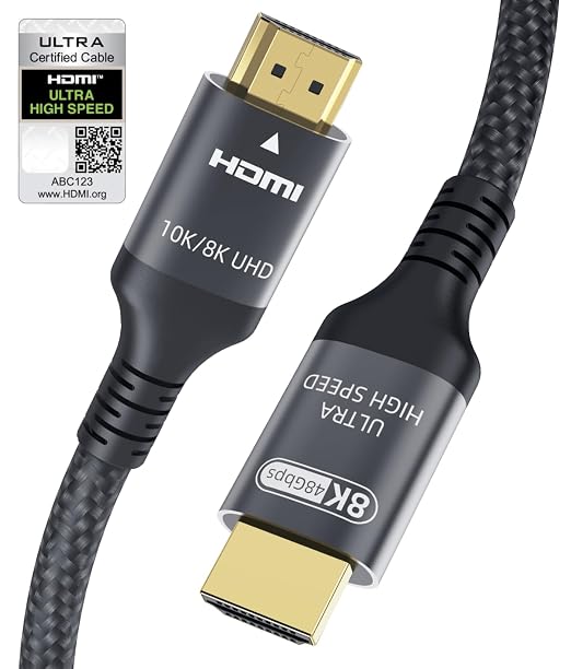 Certified 10K 8K HDMI 2.1 Cable 5 FT, 48Gbps Ultra High Speed HDMI Cable by Adauxter