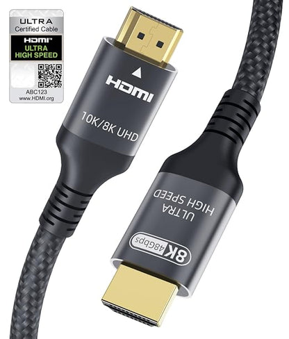 Certified 10K 8K HDMI 2.1 Cable 5 FT, 48Gbps Ultra High Speed HDMI Cable by Adauxter