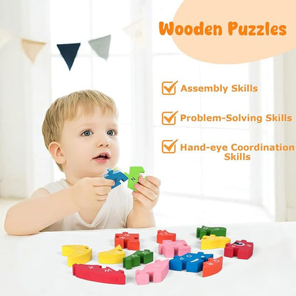 LovesTown Wooden Puzzle for Toddlers, Educational Alphabet and Number Jigsaw - Image 3