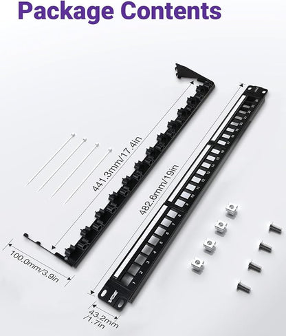 VCE 24 Port Patch Panel, 1U Blank Cat6 Rackmount Panel - Image 7