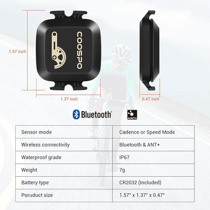 COOSPO Cadence & Speed Sensor for Cycling, Wireless Bluetooth & ANT+ Bike RPM - Image 6