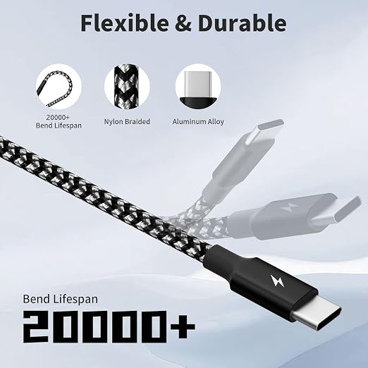 USB C Splitter Multi Charging Cable 2Pack, Dual Type C Charger Cord, 4 in 1 - Image 2