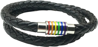 Nanafast Titanium Stainless Steel Rainbow LGBT Pride Bracelet Handmade Braided by Nanafast